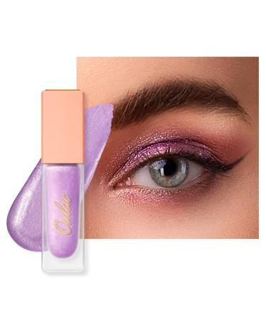 Oulac Purple Liquid Eyeshadow Glitter Eyeshadow| Liquid Eyeliner Shimmer Eye Makeup| Non-creasing Lightweight Moisturizing Formula Easy to Remove. Vegan & Cruelty-Free (08) (08) Metallic lilac with same reflect
