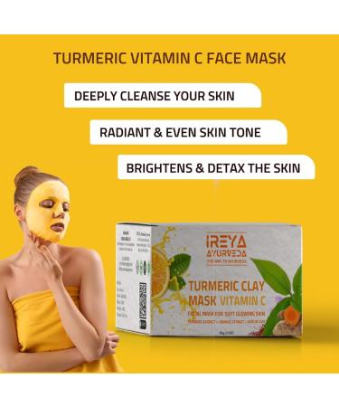 Turmeric Clay Face Mask Vitamin C with Orange & saffron Extract Fullers Earth Kaolin Clay Acne Face Mask Dark Spots Remover with Turmeric Extract - Buy Online on GoSupps.com