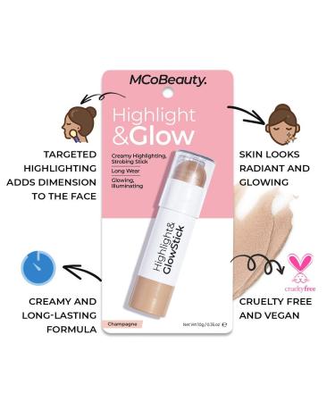 MCoBeauty Highlight and Glow Stick - Luminous Cream Balm Highlighter Stick - Champagne - 0.35 Oz - Buy Online on GoSupps.com