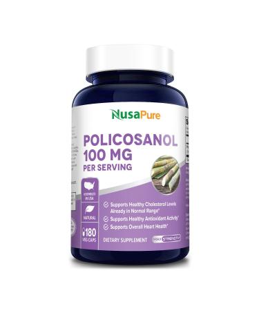Policosanol 100mg 180 Veggie Capsules (Vegan, Non-GMO & Gluten-Free)