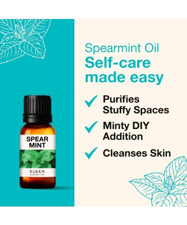Kukka Spearmint Essential Oil - 100% Natural Aromatherapy for Skin Care, Bath Bombs, Soaps, and Candles - 10ml - Buy Online on GoSupps.com