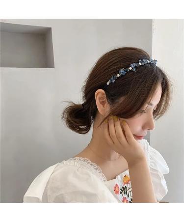 Auswalar Blue Rhinestone Headband Bling Crystal Head Bands for Women Girls Vintage Parties Hair Accessory - Buy Online on GoSupps.com