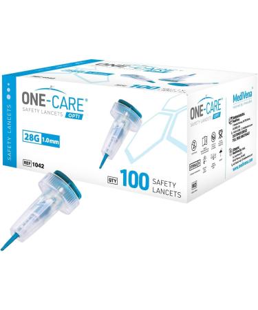 ONE-CARE OPTI Safety Lancets 28G x 1.0mm - Top Button Activated Gentle MiniFlow 100 Pack - Buy Internationally - Buy Online on GoSupps.com