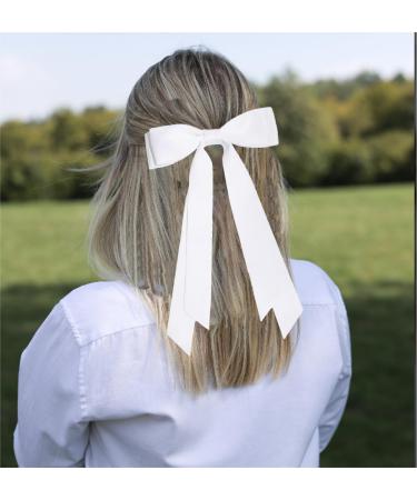 MUNSKT 3PCS Hair Bows Clip Black White Hair Bow with Long Silky Satin French Hair Bows for Women - Buy Online on GoSupps.com