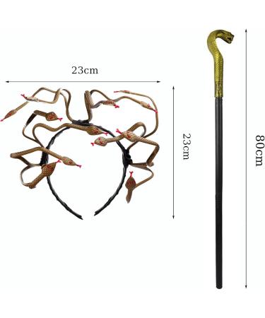 AOVNA 2 Pieces Medusa Costume Accessory Snake Headpiece Golden Snake Sceptre Medusa Headband for Dress Up Halloween Role-playing - Buy Online on GoSupps.com