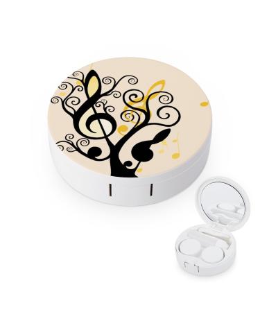 Musical Tree Notes Contact Lens Case Travel Portable Travel Contact Lens Box with Mirror