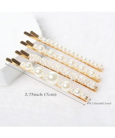 Pearl Hair Clips 10 Pack - Crystal Beaded Hairpins for Women/Girls - Handmade Metal Gold Barrettes - Hair Accessories - Buy Online on GoSupps.com