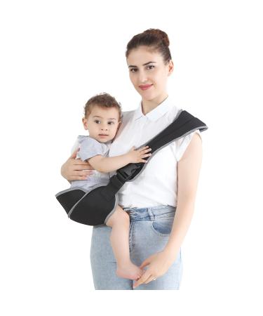 Portable Toddler Carrier, Adjustable Child Sling, Ergonomic One Shoulder Labor-Saving Polyester Half Wrapped Toddler Sling with Anti-Slip Particles, for Toddler, Children 6-36 Months Black