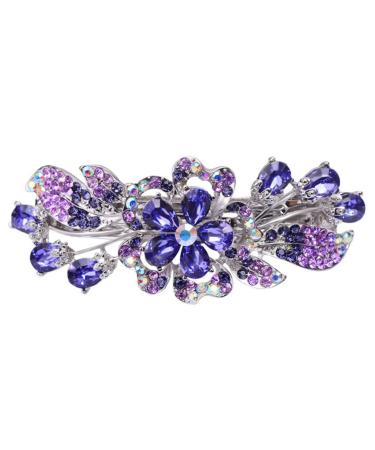 FRCOLOR Hairpin Rhinestone Clip Hair Barrettes for Women Purple Hair Barrettes Flower Crystal Hair Clips Diamond Hair Accessories Ponytail Clip Holders Rhinestones Alloy Crystal Back Miss