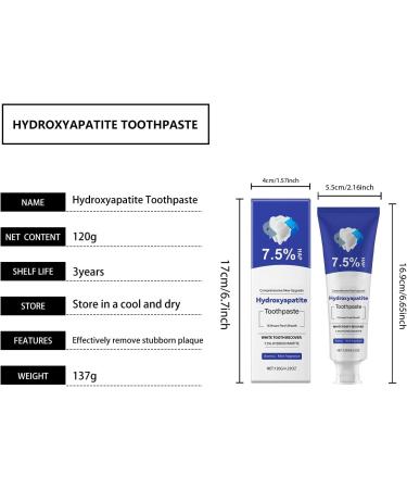 Hydroxyapatite Toothpaste 7.5% Whitening Toothpaste with Mint Fragrance 16 Hours Fresh Breath 120g/4.23oz - Buy Online on GoSupps.com