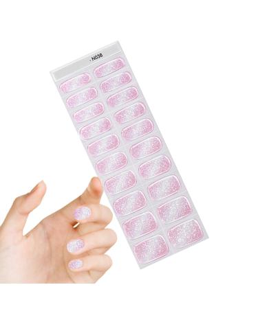 Yapetnck Nail Gel Stickers | Gel Nail Strips Glitter Semi Cured Gel Nail Polish Strips with Lamp Glitter Nail Gel Polish Stickers Suitable for All Seasons N038
