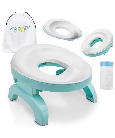 BATTOP Travel Potty Training Seat for Toddler,Kids Portable Foldable Toilet Trainer with Potty Liners,Boys Girls 2-in-1 Go Potty Chair with Carry Bag(Mint Green Potties)