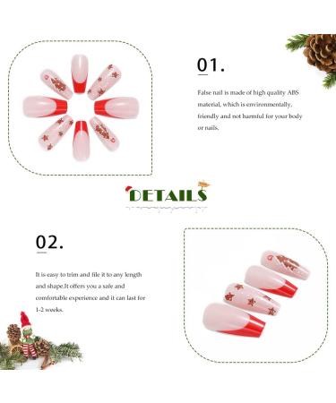 Vatocu Christmas False Nails - Long Xmas Snowflakes Glitter Press on Nails for Women and Girls (24pcs) - Buy Online on GoSupps.com
