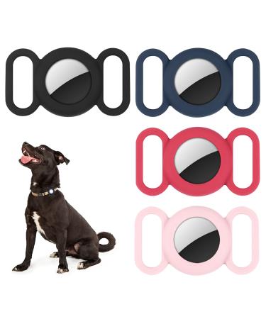 Airtag dog collar silicone cover for GPS tracking finders protective cover compatible with Apple Airtag safety and anti-loss dog collar cat loop pet accessories (colors 4)