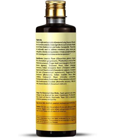 Kerala Ayurveda Tejas Oil - Cooling Herbal Massage Body Oil | Nourishing & Hydrating | Mind Calming | 6.8 Fl Oz | Balance Pitta Dosha - Buy Online on GoSupps.com