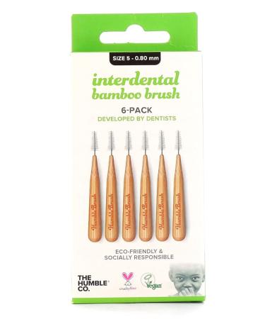 Humble Interdental Brush Bamboo Interdental Brushes - Size 5-0.80 mm - green - pack of 4 (4 x 6 pcs)