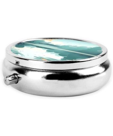 Fallen Leaves Tranquil Lake Round Pill Box | 3 Compartment Portable Travel Organizer - Buy Online on GoSupps.com
