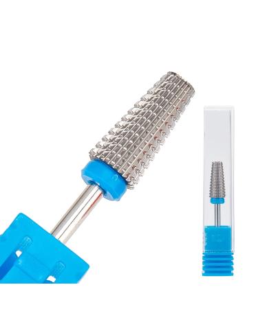 NICENEEDED Tungsten Nail Carbide 5 in 1 Bit Two Way Rotate use for Both Left and Right Handed 3/32 Inch Professional Nail Drill Bits for Fast Remove Acrylic or Hard Gel(Silver Medium) Style 2