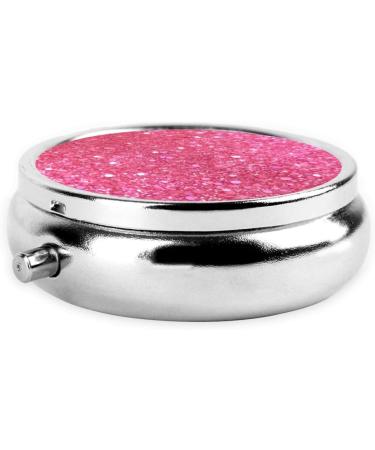 Sparkling Pink Glitter Pill Box - Portable 3 Compartment Metal Organizer for Vitamins & Travel | Cute Pill Case for Purse & Pocket - Buy Online on GoSupps.com