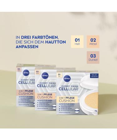 Nivea Cellular Expert Finish 3in1 Care Cushion Foundation for Medium Skin Tones - Hyaluron & Collagen Booster SPF 15 Moisturizing Makeup Pack of 2 - International Shipping Available - Buy Online on GoSupps.com