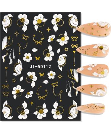 5D Embossed Flower Nail Stickers | DIY Nail Art Decals - Rose & Butterfly Designs - Floral Nail Accessories - Buy Online on GoSupps.com