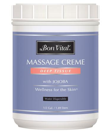 Bon Vital' Deep Tissue Massage Creme Professional Massage Therapy Cream for Muscle Relaxation Muscle Soreness Injury Recovery Deep Muscle Manipulation & Sports Massages 1/2 Gallon Jar