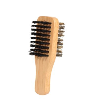 Fomiyes 1st double-sided beard brush Christmas gifts gift for men cleaning brush men gifts hairdressing oil head brush beard-shampoo brush cosmetics pigs mane crested yellow 11.5x3.7x4.4cm
