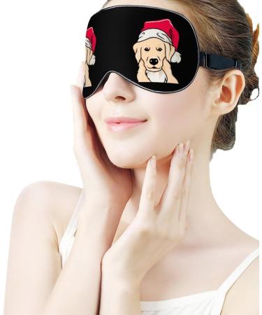 Santa Golden Retriever Sleep Mask | Adjustable Eye Cover for Sleeping | Blocks Light for Night Travel and Nap | Men Women - Buy Online on GoSupps.com