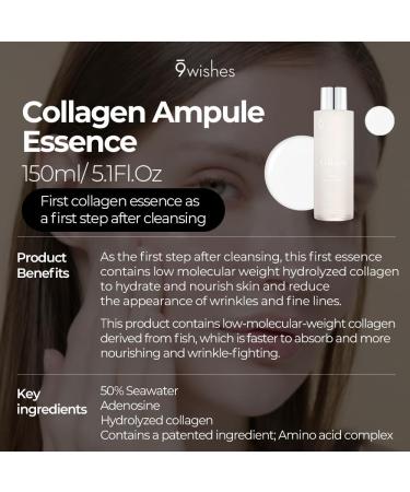 9wishes Collagen Ampule Essence Toner 5.1 Fl. Oz - Anti-Aging Hydrating Formula for Radiant Skin Reduces Wrinkles & Dryness - Buy Online on GoSupps.com
