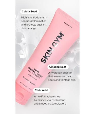 SKIN GYM Super Ginseng Gel Cleanser - Revitalizing Face Wash for Glowing Skin Pore Cleanser with Celery Seed & Ginseng Root Anti-Aging Formula - Buy Online on GoSupps.com