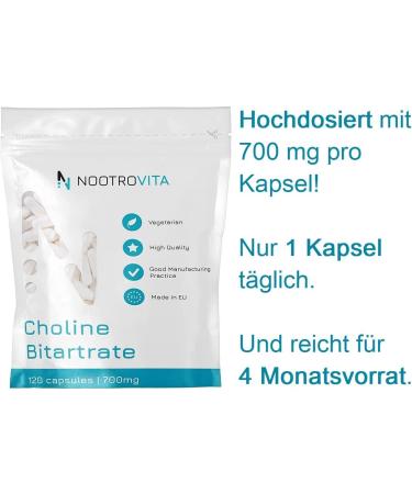 Cholin Capsules 700mg | 120 Vegan & Gluten-Free | Supports Liver Memory & Brain Function | Nootrovita - Buy Online on GoSupps.com