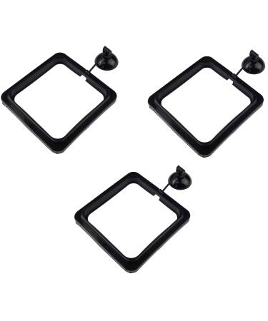 Zelerdo 3 Pack Aquarium Fish Feeding Ring Floating Food Feeder, Square Shape with Suction Cup, Black
