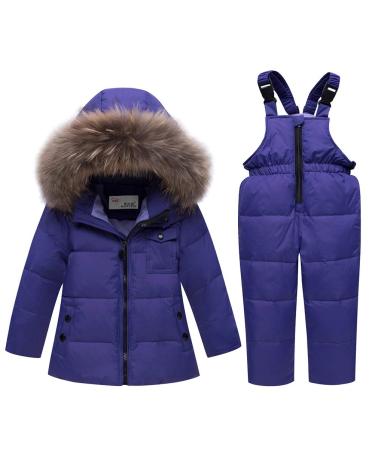Odziezet Unisex Baby Kids Puffer Winter Warm Snowsuit Jacket Hoodie Coat Down with Snow Down Bib Pants 2 Pieces Ski Outfit Set 0-5 Years 1-2 Years 1-purple