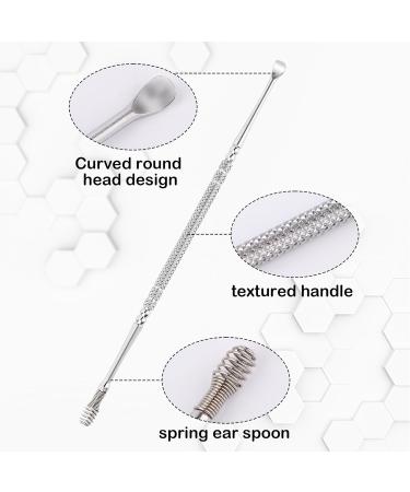Stainless Steel Spiral Ear Wax Remover Double Ended Ear Cleaner with Brush and Storage Box - Silver | Ear Pick Tool for Ear Wax Removal - Buy Online on GoSupps.com