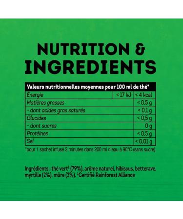 Lipton Green Tea Flavored Green Tea Cold or Hot Infusion Blueberry & Blackberry Taste Wellness 100% Natural Origin Ingredient - Buy Online on GoSupps.com