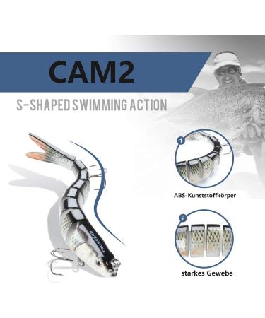 CAM2 Artificial Bait 2 Pieces Multi Jointed Wobbler Bait Swimbait Jerkbait Bass Bait Fishing Tool for Predatory Fish with 2 Treble Hooks Rubber Fish Green White - Buy Online on GoSupps.com