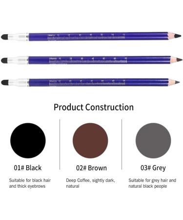 Eyebrow Pencil with Eyebrow Brush Black Brown Gray Double-ended Waterproof Eyebrow Pen Automatic Makeup Tool 19cm (Black) - Buy Online on GoSupps.com