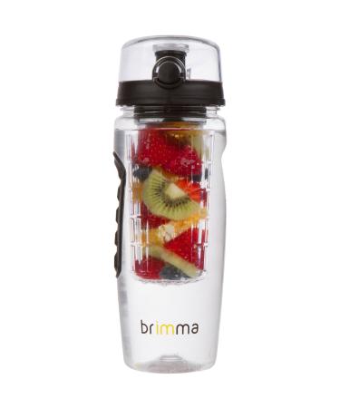 Brimma Fruit Infuser Water Bottle - 32 oz 0.25 gallon Water Bottle, Large Leakproof Plastic Fruit Infusion Water Bottle for Gym, Bike, Camping, and Travel