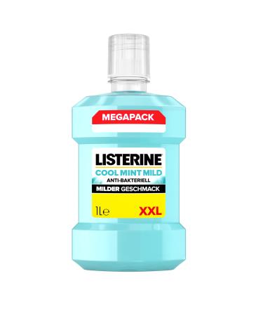 Listerine Cool Mint Mild (1000 ml) antibacterial mouthwash without alcohol with a mild taste for a long -lasting feeling of freshness (1 Pack)