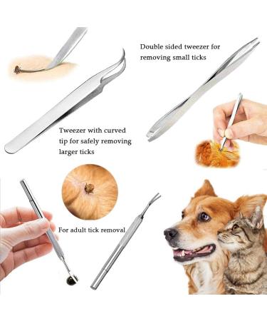 3PCS Stainless Steel Tick Remover Tool Set for Dogs, Cats, Horses - Safe Tick Removal Kit with Double-sided Tweezer, Tick Hook, Tick Tweezer - In Iron Box - Christmas Gift - Buy Online on GoSupps.com