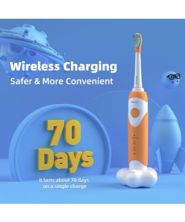 ED07 Kids Electric Toothbrush - Waterproof Wireless Charging 3 Cleaning Modes - Sonic Rechargeable Toothbrush for Boys & Girls (Orange - Buy Online on GoSupps.com