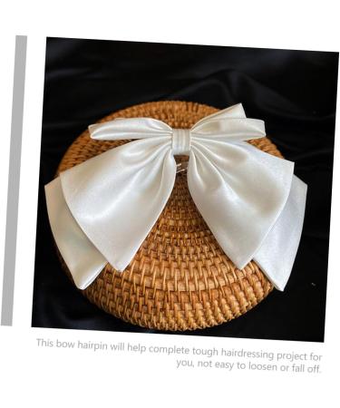 Didiseaon Bow Hairpin Hair Bow Satin Clips Bridal Hair Bow Chic Bow Headdress Bow Knot Hairpins Bow Ponytail Holders Girls Bow Hairclip Tiaras for Girls Temperament Miss White Decorate Alloy - Buy Online on GoSupps.com