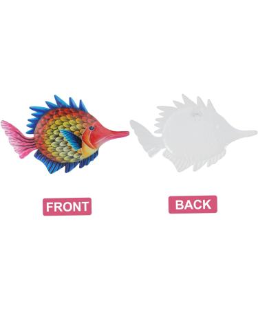 Zerodeko Wrought Iron Fish Wall Hanging Ocean Home Fish Sculpture Wall Art Glass Plaque Fish Wall Decor Goblincore Room Decor Metal Fish Wall Art Fish Metal Art Vintage Decorative Fish 26X16.5CM Yellow - Buy Online on GoSupps.com