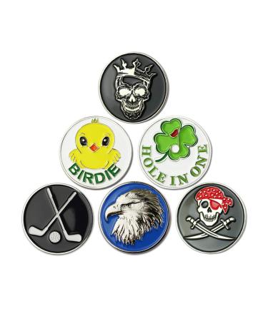 GOLTERS Golf Ball Markers Golf Markers Golf Gifts Clips Pack of 6 Mixed 05