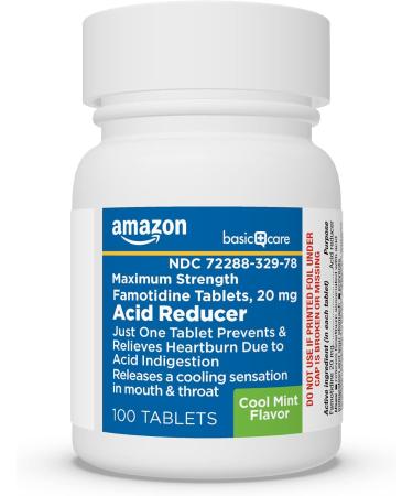 Amazon Basic Care Famotidine 20mg Cool Mint Tablets 100 Count White 100 Count (Pack of 1) - Buy Online on GoSupps.com