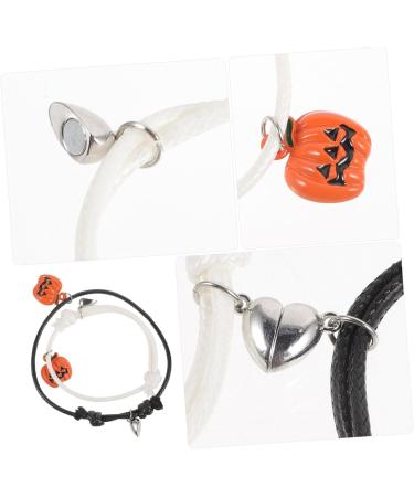 PRETYZOOM 2 Pcs Halloween Bracelet Pumpkin Pendant Bracelet 2pcs Halloween Wristband Couples Bracelets Locket Halloween Pumpkin Charm Bracelet Lovers Rope Gift Heart-shaped - Buy Online on GoSupps.com