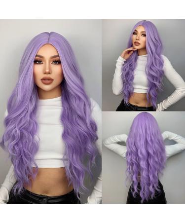 MUPUL Purple Body Wave Synthetic Wigs For Women 26inch Long Curly Hair For Cosplay Girls and Women Halloween Party Or Daily Use Wig