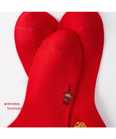 Chinese New Year Red Embroidered Cotton Socks 4 Pairs - Spring Festival Good Luck Socks - Size 34-39 - Buy Online on GoSupps.com