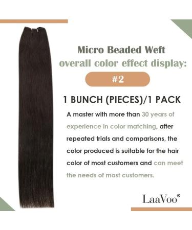 LAAVOO EZ WEFT Micro Ring Brown Hair Extensions - 50g 55cm Real Hair Tresses with Invisible Beads #2 - Buy Online on GoSupps.com