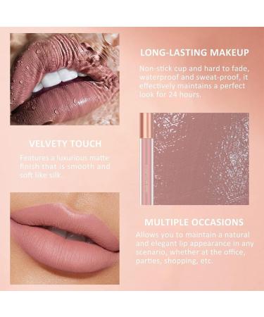 Matte Nude Lip Liner and Lipstick Makeup Set Matte Liquid Lipstick/Nude Lip Stain High Pigment Lipstick & Lipliner Pencil for Women Smooth Lip Color Makeup (01) - Buy Online on GoSupps.com